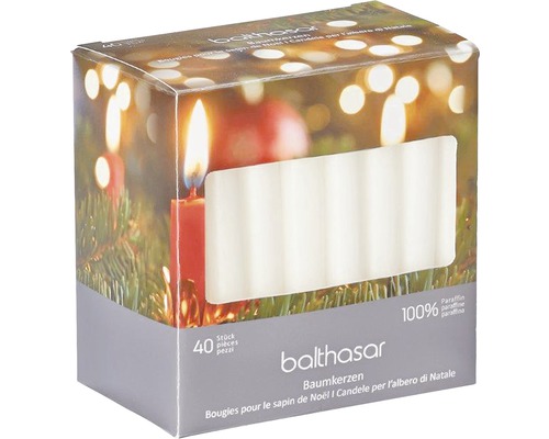 Bougie pour sapin Balthasar Ø 1.3 H 10 cm blanc lot de 40