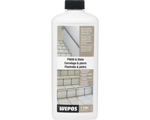 Wepos Nettoyant de base pour carrelages et pierres alcalin 1 L WEPOS Carrelage et pierre nettoyant de base, 1 litre