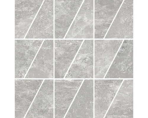 Mosaïque en grès cérame fin ardoise Trapezi gris 30x30 cm Carreaux gris avec motif diagonal pour sol et mur