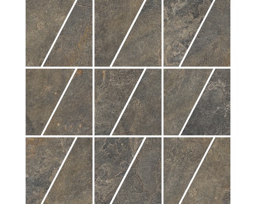 Mosaïque en grès cérame fin ardoise Trapezi multicolore 30x30 cm Neuf carreaux avec une ligne diagonale