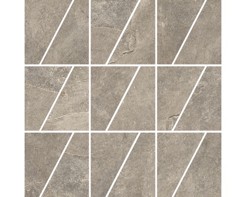 Mosaïque en grès cérame fin ardoise Trapezi taupe 30x30 cm Neuf carreaux carrés en grès cérame avec motif diagonal
