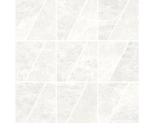 Mosaïque en grès cérame fin ardoise Trapezi blanc 30x30 cm Neuf carreaux clairs avec motif diagonal