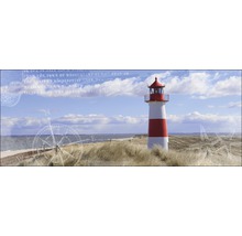 Dekoratives Bild mit Leuchtturm, Kompass und Text
