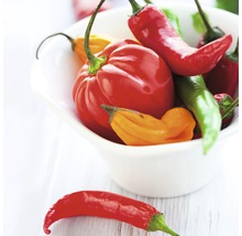Schale mit verschiedenen Chilisorten