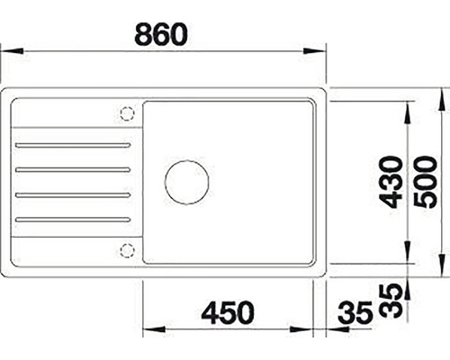 Dessin technique d''un évier de cuisine avec dimensions