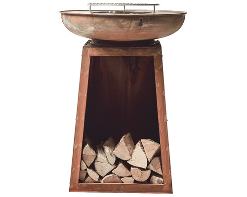 Feuerschale mit Grillrost und Holz