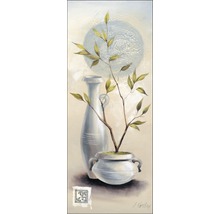 Peinture avec vase, pot et branche