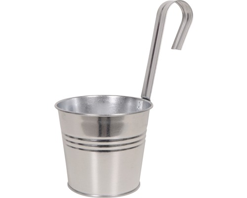 Cache-pot en zinc Ø 15 H 37 cm argent