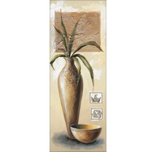 Peinture avec vase, plante et bol