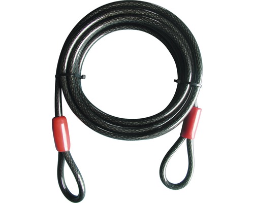 Antivol à câble noir avec boucles aux deux extrémités