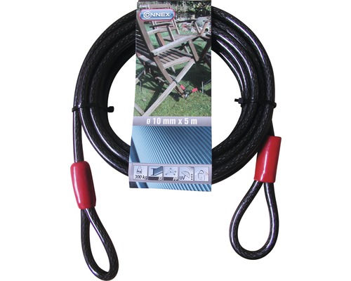 Câble d'acier en bande avec boucles Ø 10 mm 5 m