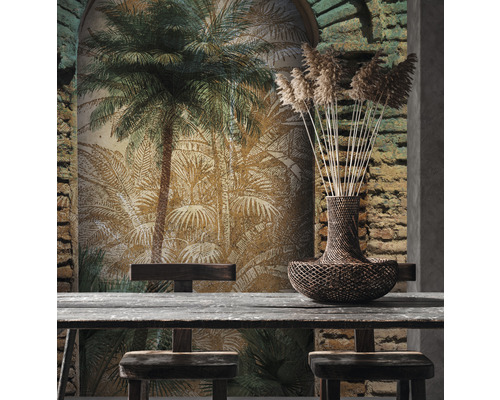 Décoration murale décorative avec motif de palmier, table et chaise