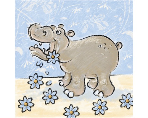 Tableau sur toile Nino hippopotame 27x27 cm