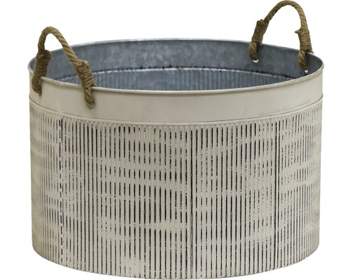 Runder Zink Pflanzkübel mit Seilgriffen