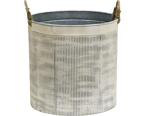 Dekorativer Pflanztopf aus Metall mit Seilgriffen