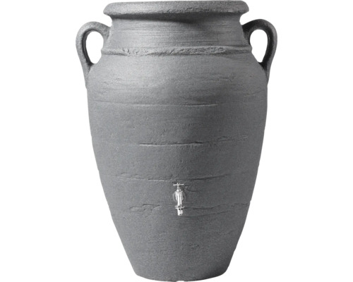 Grauer Wasserspeicher im Amphorenstil mit Wasserhahn