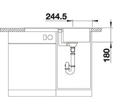 Technische Zeichnung einer Spüle mit Unterschrank und Maßangaben