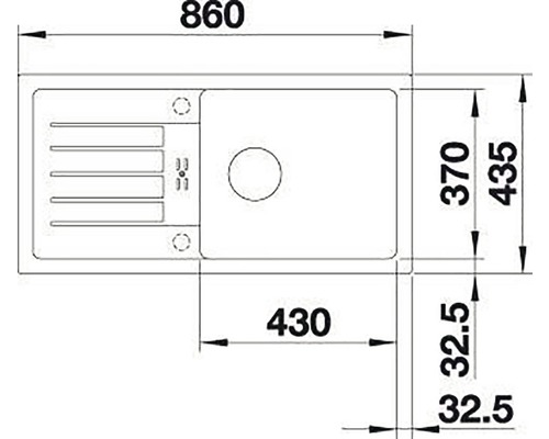 Dessin d''un évier de cuisine avec dimensions