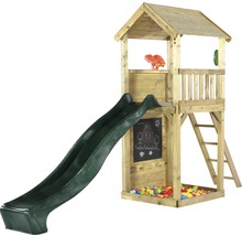 Spielturm plum Holz Aussichtsturm mit Fernglas, Sandkasten, Kreidetafel, Spielzeugtelefon und Rutsche-thumb-0