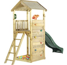 Spielturm plum Holz Aussichtsturm mit Fernglas, Sandkasten, Kreidetafel, Spielzeugtelefon und Rutsche-thumb-1