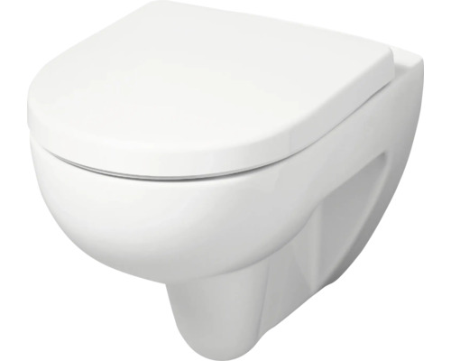 GEBERIT Wand-WC Set Renova Tiefspüler ohne Spülrand weiss glänzend mit WC-Sitz CG02035000