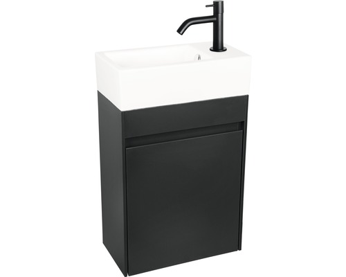Waschtisch mit Unterschrank, Aufsatzwaschbecken und Armatur