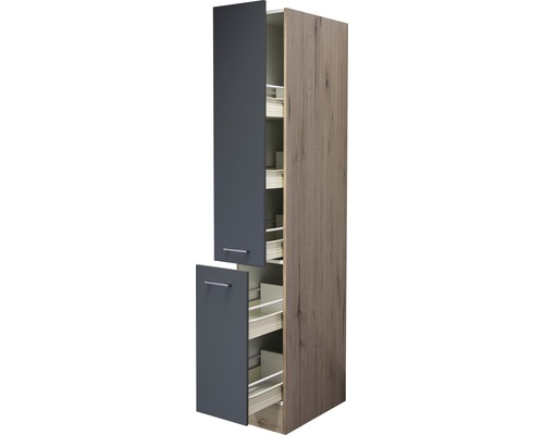 Apothekerschrank Flex Well Tiago BxHxT 30x200x57 cm Frontfarbe basaltgrau - Korpusfarbe san remo eiche hell