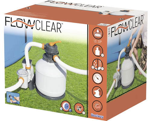 Emballage d''un filtre à sable Bestway Flowclear pour piscines
