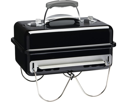 Schwarzer Holzkohlegrill mit Tragegriff