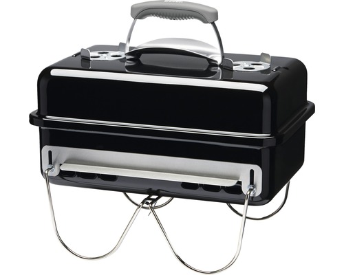 Tragbarer Holzkohlegrill mit Deckel und Standbeinen