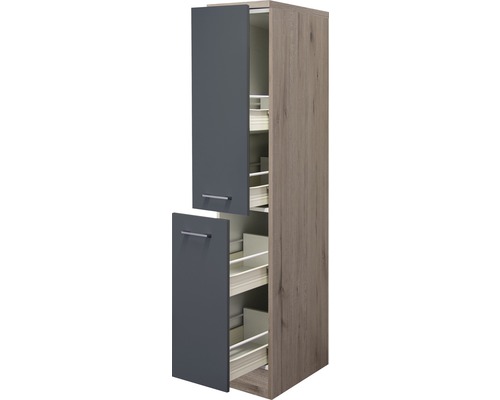 Apothekerschrank Flex Well Tiago BxHxT 30x161x60 cm Frontfarbe basaltgrau - Korpusfarbe san remo eiche hell