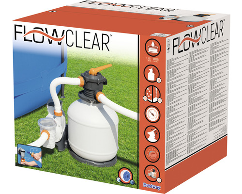 Verpackung einer Flowclear Sandfilteranlage für Pools