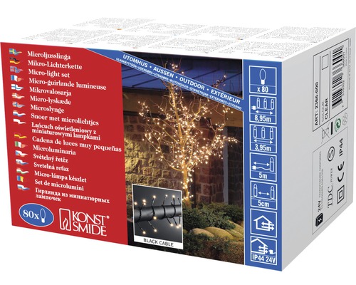 Guirlande lumineuse micro Konstsmide pour l''extérieur, emballage.