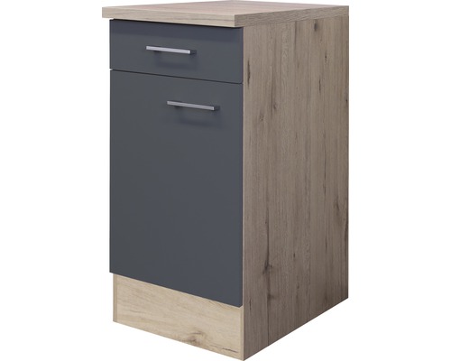 Unterschrank mit Schublade und Drehtür Flex Well Tiago BxHxT 40x85x60 cm Frontfarbe basaltgrau - Korpusfarbe san remo eiche hell Unterschrank mit Schublade und Drehtür Flex Well Tiago BxHxT 40x85x60 cm Frontfarbe basaltgrau - Korpusfarbe san remo eiche hell