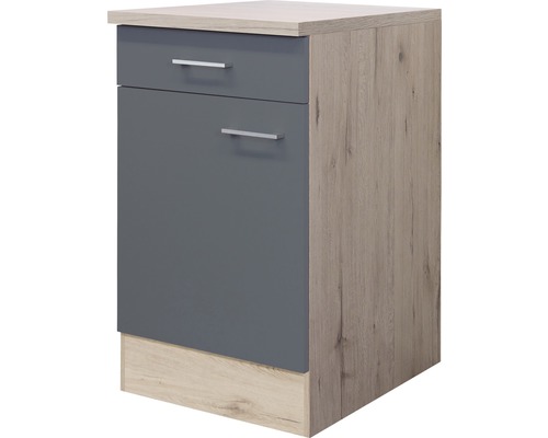 Unterschrank mit Schublade und Drehtür Flex Well Tiago BxHxT 50x85x60 cm Frontfarbe basaltgrau - Korpusfarbe san remo eiche hell Unterschrank mit Schublade und Drehtür Flex Well Tiago BxHxT 50x85x60 cm Frontfarbe basaltgrau - Korpusfarbe san remo eiche hell