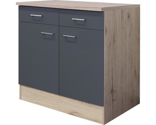 Meuble bas Morena largeur 80 cm gris basalte