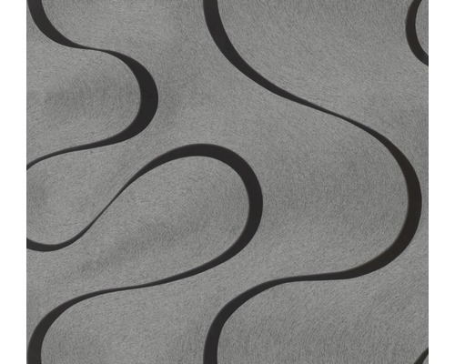 Papier peint intissé 53340 Colani VISIONS abstrait gris argent Papier peint gris avec motif incurvé