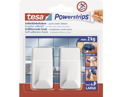 Patère salle de bain Tesa Powerstrips® Large blanc mat 58272-00000-20