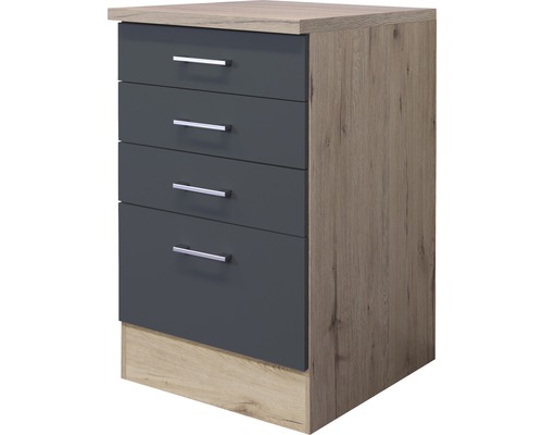 Schubladenunterschrank Flex Well Tiago BxHxT 50x85x60 cm Frontfarbe basaltgrau - Korpusfarbe san remo eiche hell Schubladenunterschrank Flex Well Tiago BxHxT 50x85x60 cm Frontfarbe basaltgrau - Korpusfarbe san remo eiche hell