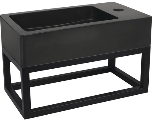 Vasque noire avec cadre en acier