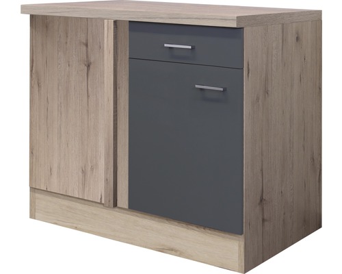 Eckunterschrank Flex Well Tiago BxHxT 110x85x60 cm Frontfarbe basaltgrau - Korpusfarbe san remo eiche hell