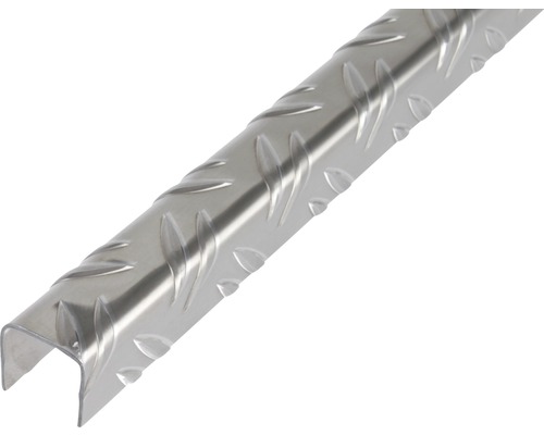 Profilé en U Aluminium argent 23,5 x 23,5 x 1,5 mm x 1,5 mm , 1 m Profilé en U métallique avec motif de tôle larmée