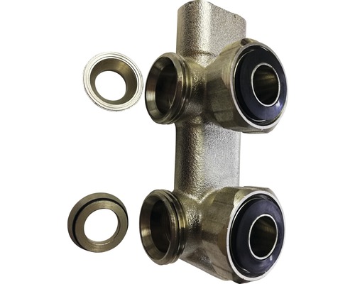 Heizkreisverteiler aus Metall mit Anschlüssen