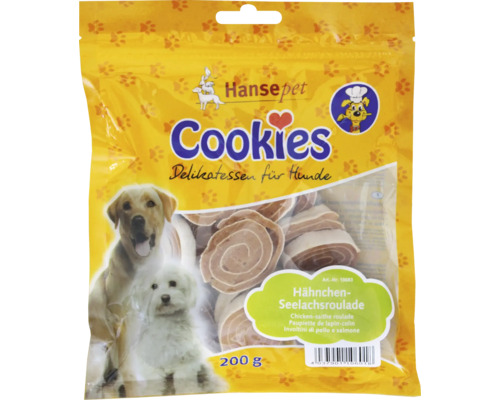 Hansepet Cookies Delikatessen für Hunde, Hähnchen Seelachsroulade, 200 Gramm