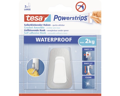 Handtuchhaken Tesa Powerstrips® Waterproof edelstahl/weiss matt 59784-00000-00