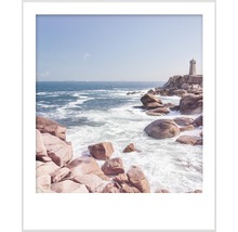Image décorative avec phare, rochers et mer