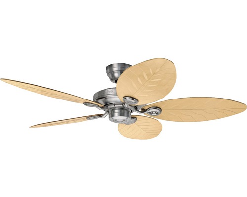 Deckenventilator Hunter Fan Outdoor Elements II Ø 137 cm mit fünf Natur Wicker/ Palm Flügel rohaluminium