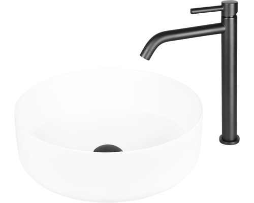 Plan de toilette avec vasque à poser et robinetterie