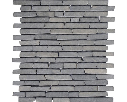 Mosaïque en pierre naturelle Slim Brick graphite tumbled