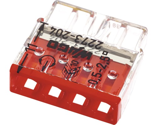 Borne de raccordement Bornes à enfichage Wago 0,5 transparent rouge 100 pièces Borne de connexion Wago pour connexions électriques
